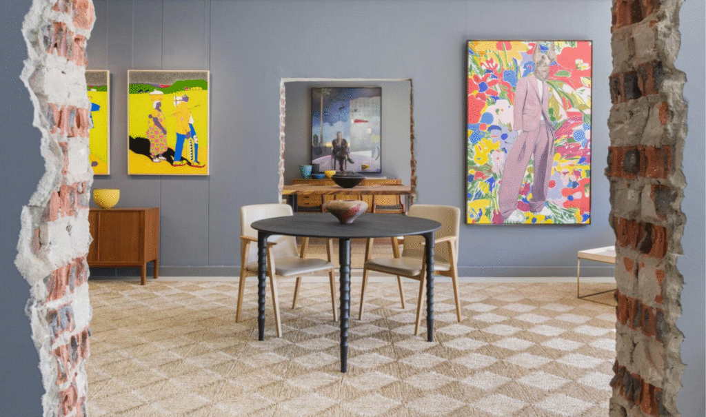 Vibrant African artwork displayed at Ebony/Sembach Galleries in Cape Town, showcasing diverse pieces and a unique cultural experience.

