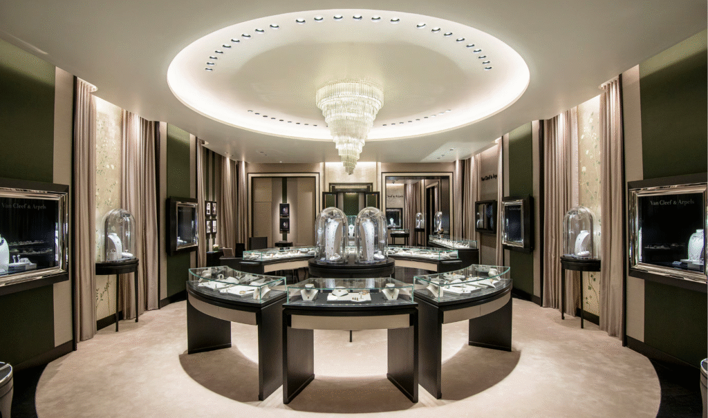 An iconic Van Cleef & Arpels jewellery piece inspired by nature, displayed at the L'École workshop in Dubai.